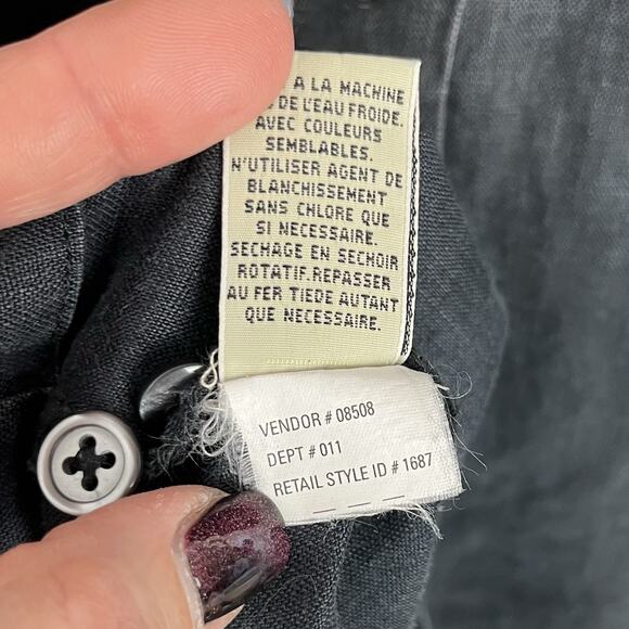 Eddie Bauer Women’s Linen Button Dress Sleeveless Pockets Charcoal Gray Large - Picture 7 of 8